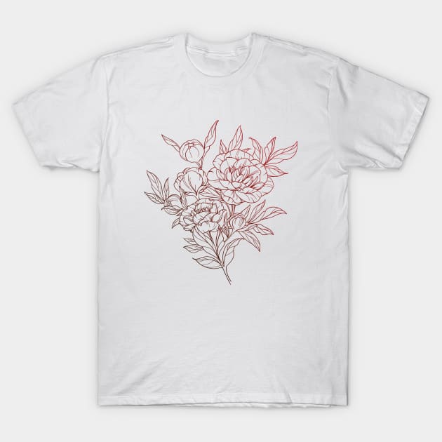 Beautiful bouquet of  peonies T-Shirt by  ESHA-Studio